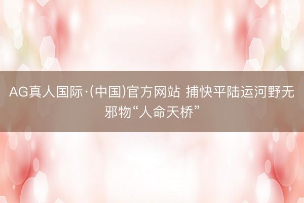 AG真人国际·(中国)官方网站 捕快平陆运河野无邪物“人命天桥”