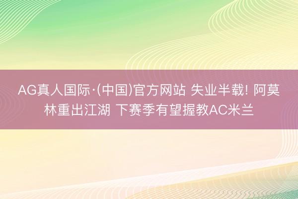 AG真人国际·(中国)官方网站 失业半载! 阿莫林重出江湖 下赛季有望握教AC米兰
