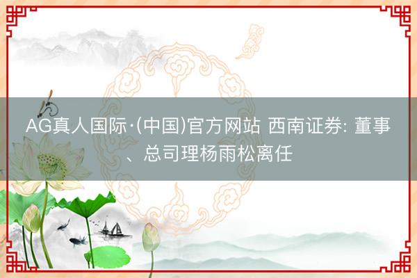 AG真人国际·(中国)官方网站 西南证券: 董事、总司理杨雨松离任