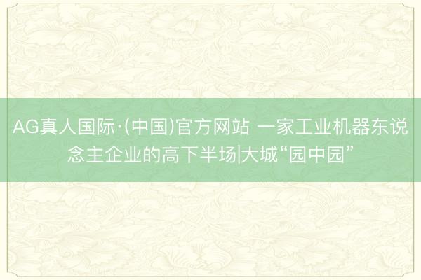 AG真人国际·(中国)官方网站 一家工业机器东说念主企业的高下半场|大城“园中园”