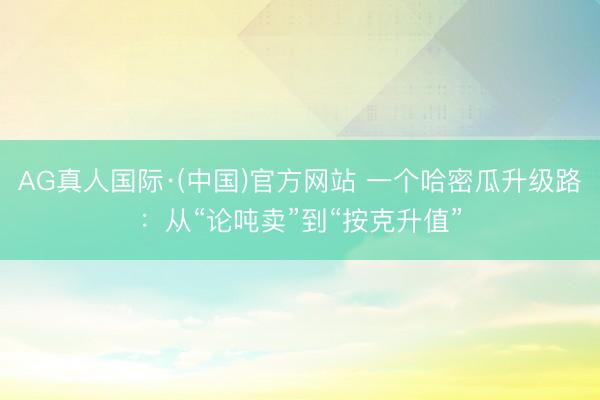 AG真人国际·(中国)官方网站 一个哈密瓜升级路：从“论吨卖”到“按克升值”