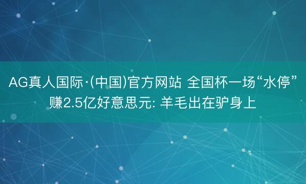 AG真人国际·(中国)官方网站 全国杯一场“水停”赚2.5亿好意思元: 羊毛出在驴身上