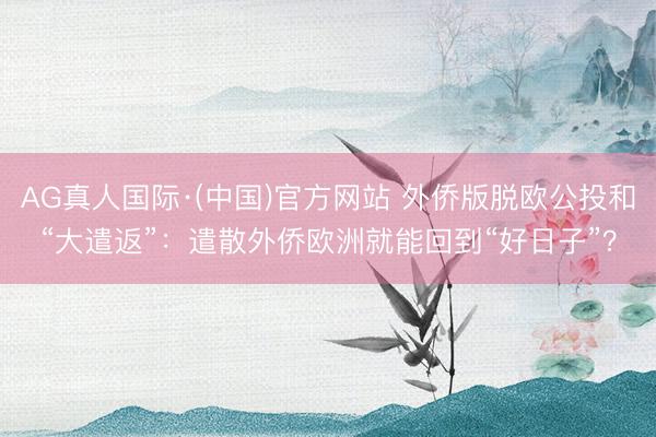 AG真人国际·(中国)官方网站 外侨版脱欧公投和“大遣返”:遣散外侨欧洲就能回到“好日子”?